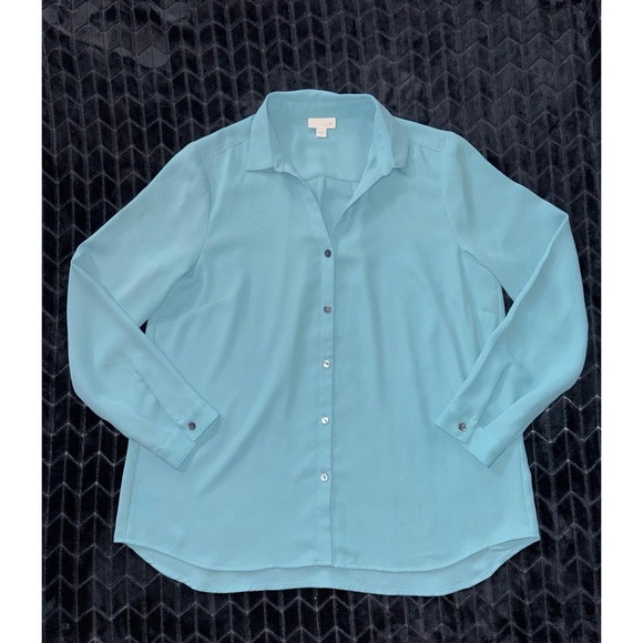 J. Jill Tops - J. Jill Shirt Women Blue Button Up Collared Long Sleeve Casual Solid Size Medium